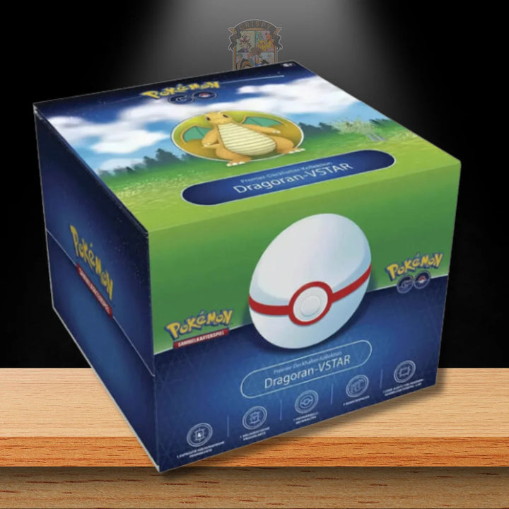 Pokémon Go Dragoran VStar Kollektion - Dragoran VSTAR Sammlerbox mit Pokéball-Design.