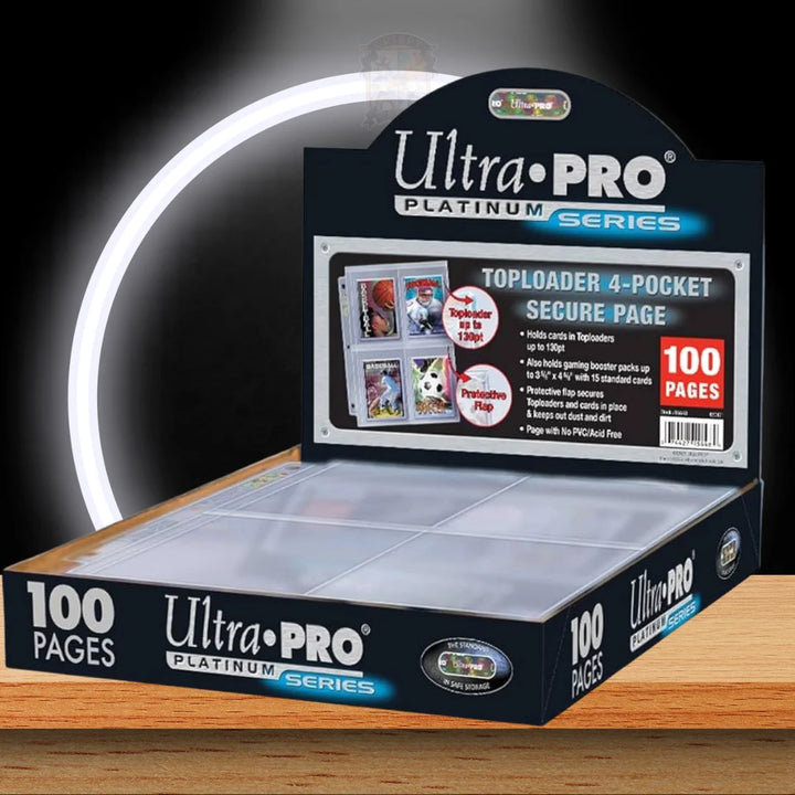 Ultra Pro 4-Pocket Secure Platinum Page for Toploaders (100 Pages)
