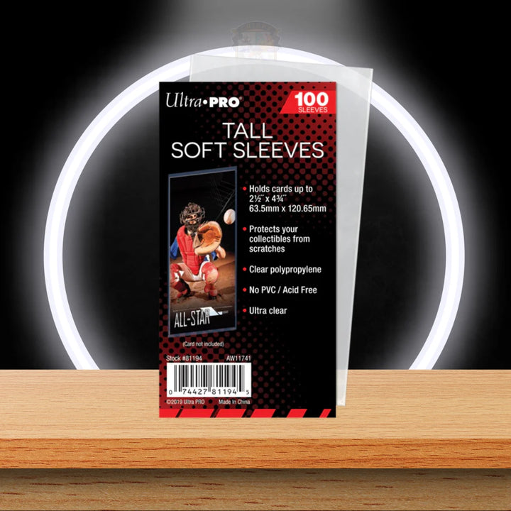 Ultra Pro TALL SOFT CARD SLEEVES - 2-1/2 X 4-3/4 (100 SLEEVES)