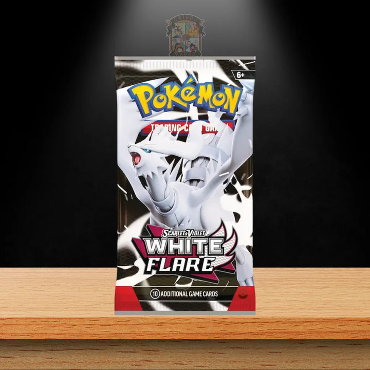 Pokémon White Flare Booster Bundle – Verpackung mit 10 zusätzlichen Spielkarten, ideal für Sammler.