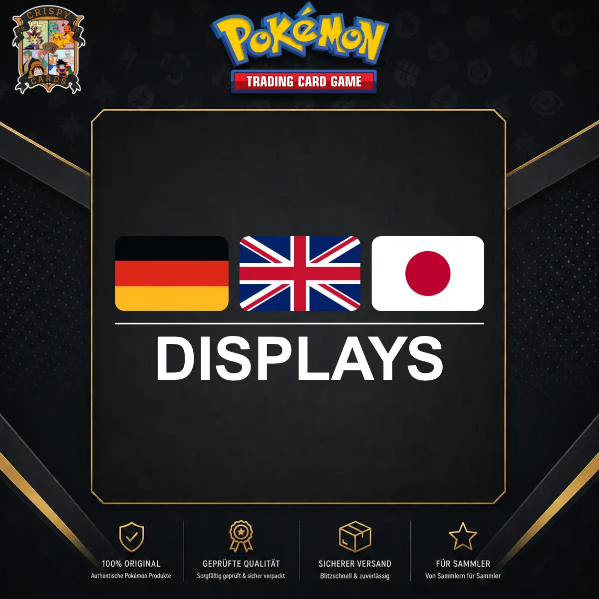 Pokémon Displays in Deutsch, Englisch, Japanisch und Chinesisch