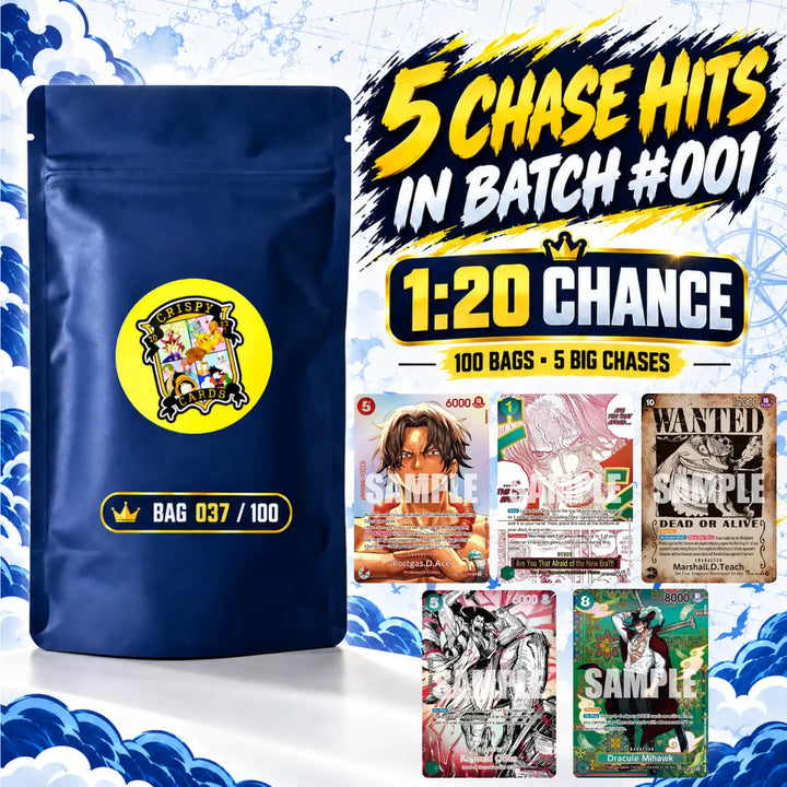 One Piece Crispy Badge One Mystery Bag mit Boostern und Mystery Card