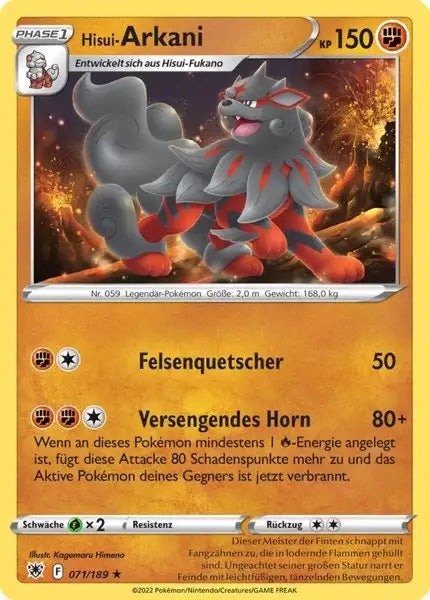 Hisui Arkani 071/189 – Pokémon Astralglanz Karte