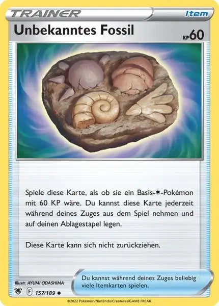 Unbekanntes Fossil 157/189 – Pokémon Astralglanz Karte