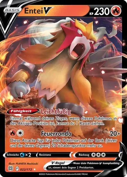 Entei V 022/172 – Pokémon Strahlende Sterne Karte