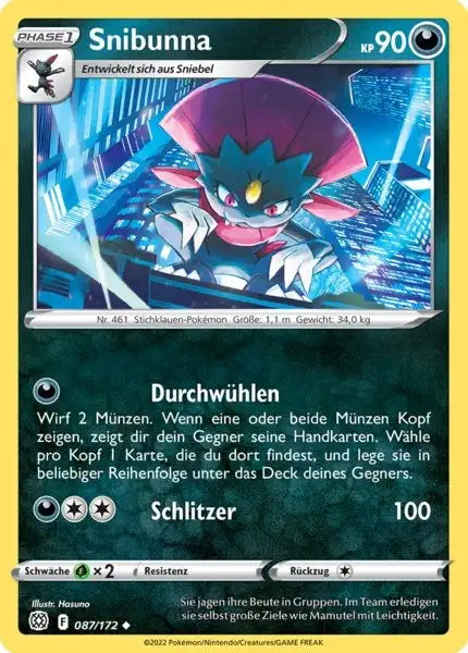 Snibunna 087/172 – Pokémon Strahlende Sterne Karte
