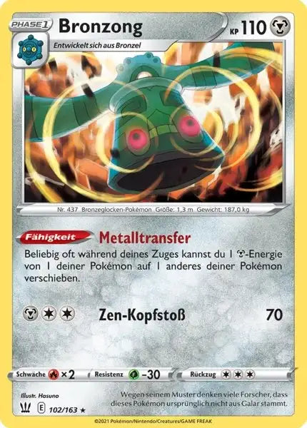 bronzong 102/163 – Pokémon Kampfstile Karte