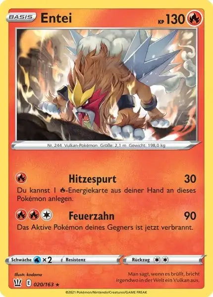 entei 020/163 – Pokémon Kampfstile Karte