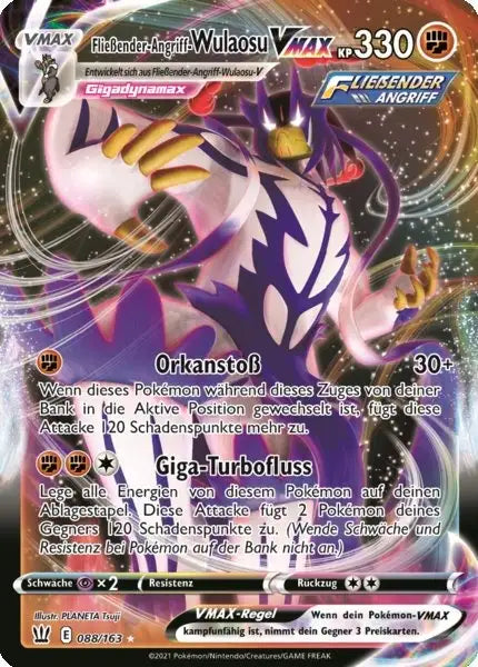 fliessender angriff wulaosu vmax 088/163 – Pokémon Kampfstile Karte