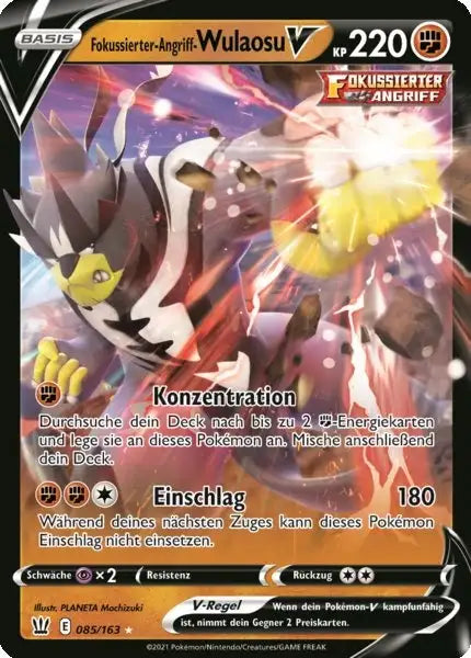 fokussierter angriff wulaosu v 085/163 – Pokémon Kampfstile Karte