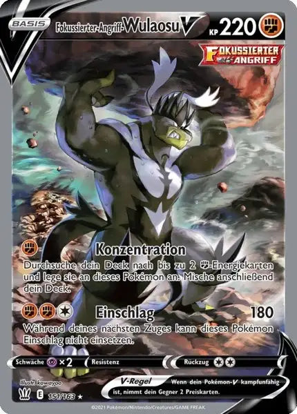 fokussierter angriff wulaosu v 151/163 – Pokémon Kampfstile Karte