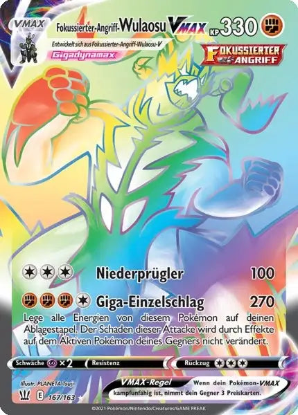 fokussierter angriff wulaosu vmax 167/163 – Pokémon Kampfstile Karte