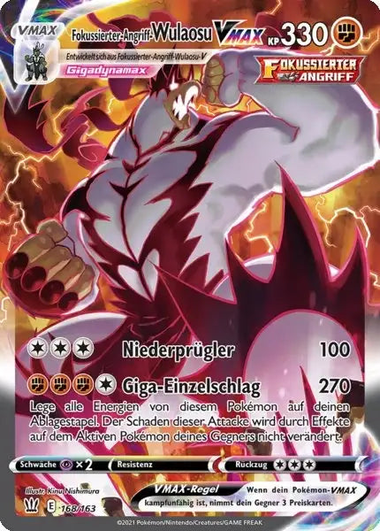 fokussierter angriff wulaosu vmax 168/163 – Pokémon Kampfstile Karte