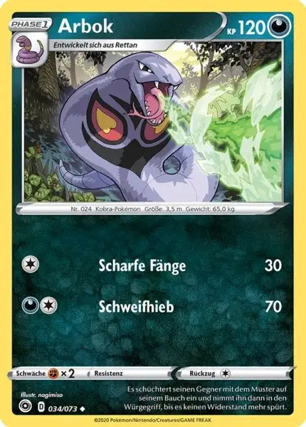 arbok 034/073 – Pokémon Weg des Champs Karte