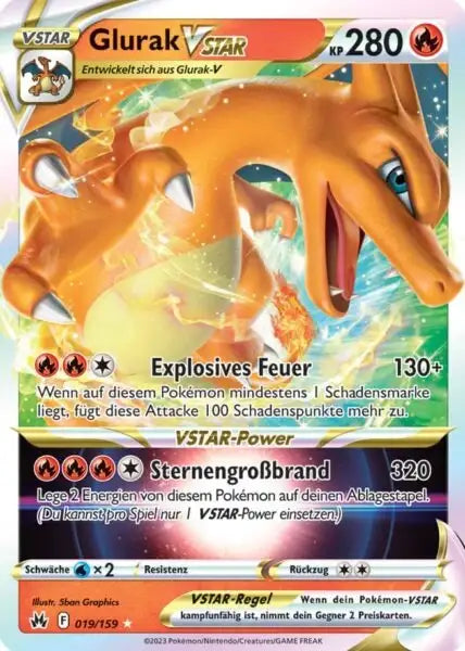 Glurak VSTAR 019/159 – Pokémon Zenit der Könige Karte