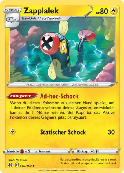 Zapplal 048/159 – Pokémon Zenit der Könige Karte