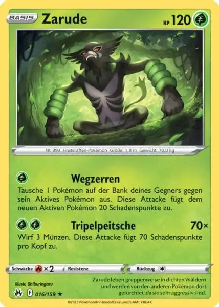 Zarude 016/159 – Pokémon Zenit der Könige Karte