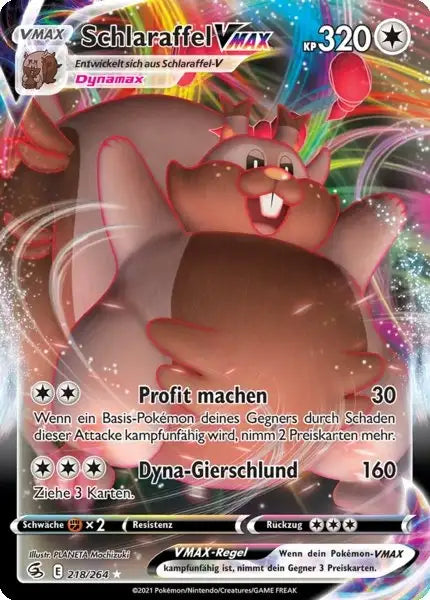 schlaraffel vmax 218/264 – Pokémon Fusionsangriff Karte