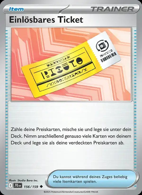 Einlosbares ticket 156/159 – Pokémon Reisegefährten Karte