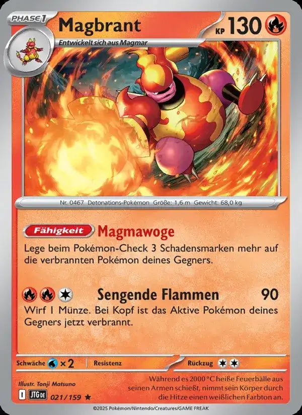 Magbrant 021/159 – Pokémon Reisegefährten Karte