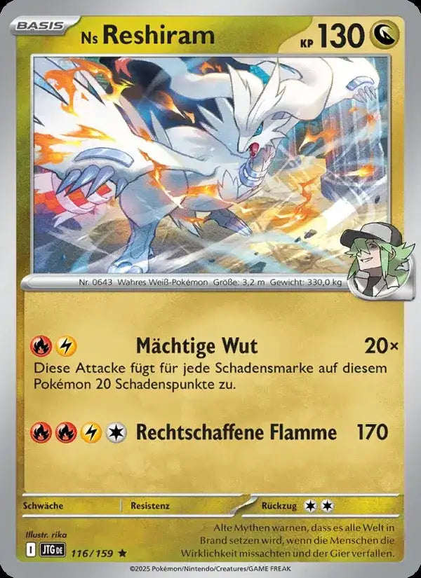 Ns reshiram 116/159 – Pokémon Reisegefährten Karte