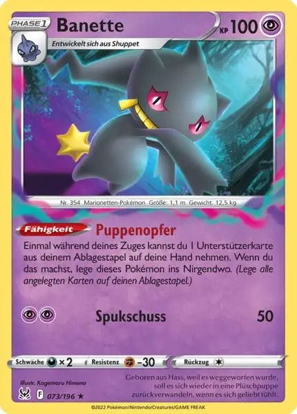 Banette 073/196 – Pokémon Verlorener Ursprung Karte