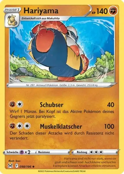 Hariyama 098/196 – Pokémon Verlorener Ursprung Karte