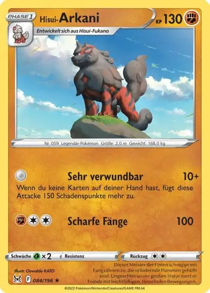 Hisui Arkani 084/196 – Pokémon Verlorener Ursprung Karte