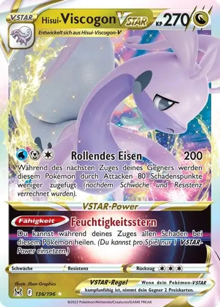 Hisui Viscogon VSTAR 136/196 – Pokémon Verlorener Ursprung Karte