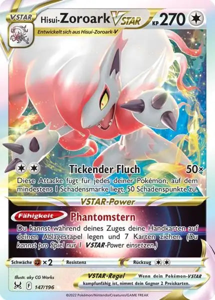 Hisui Zoroark VSTAR 147/196 – Pokémon Verlorener Ursprung Karte