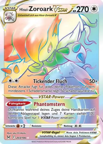Hisui Zoroark VSTAR 203/196 – Pokémon Verlorener Ursprung Karte