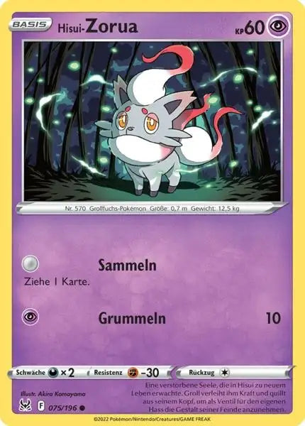 Hisui Zorua 075/196 – Pokémon Verlorener Ursprung Karte