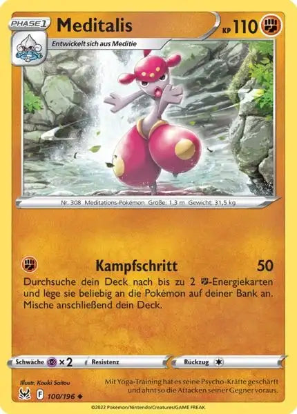 Meditalis 100/196 – Pokémon Verlorener Ursprung Karte