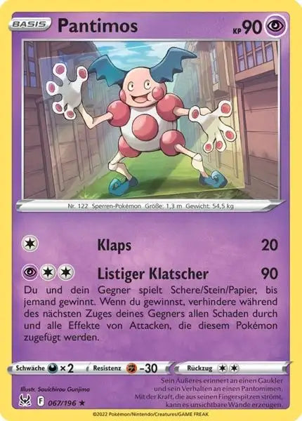 Pantimos 067/196 – Pokémon Verlorener Ursprung Karte
