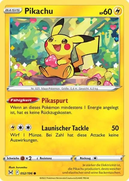 Pikachu 052/196 – Pokémon Verlorener Ursprung Karte