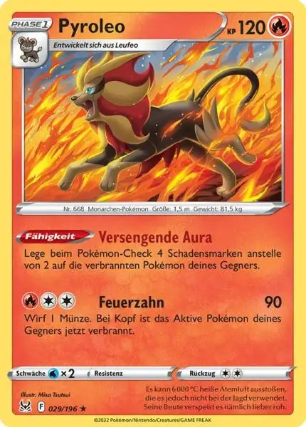 Pyroleo 029/196 – Pokémon Verlorener Ursprung Karte