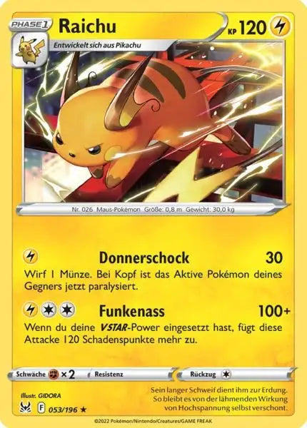 Raichu 053/196 – Pokémon Verlorener Ursprung Karte