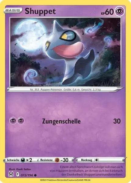 Shuppet 072/196 – Pokémon Verlorener Ursprung Karte