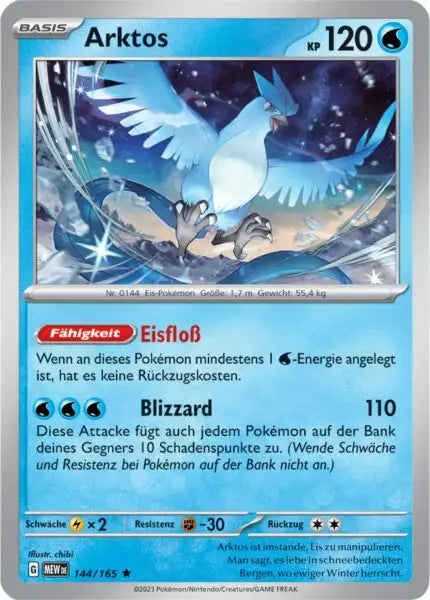 Arktos 144/165 – Pokémon 151 Karte