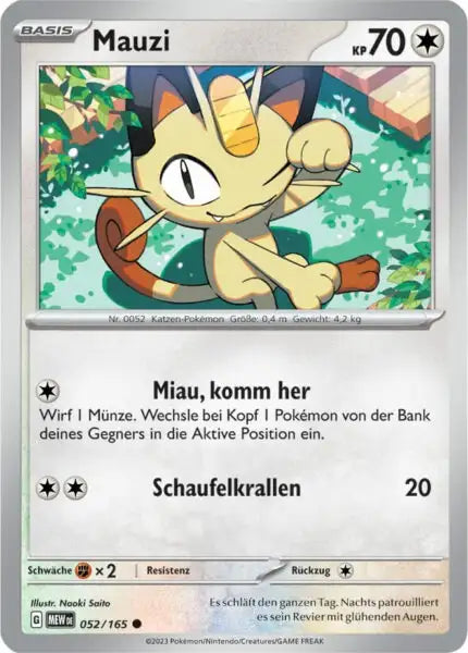 Mauzi 052/165 – Pokémon 151 Karte