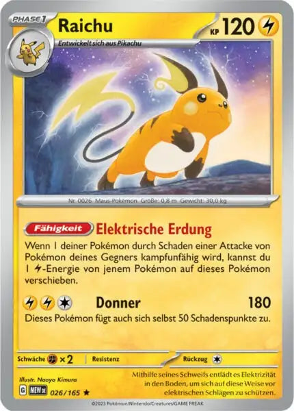 Raichu 026/165 – Pokémon 151 Karte