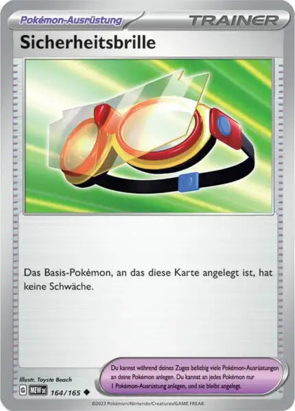 Sicherheitsbrille 164/165 – Pokémon 151 Karte