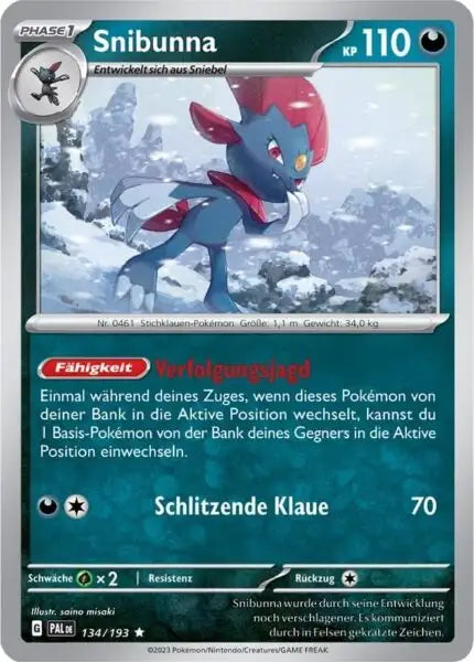 Snibunna 134/193 – Pokémon Entwicklungen in Paldea Karte