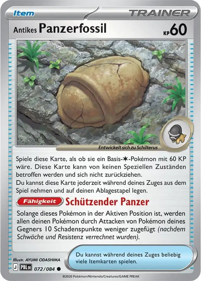 Antikes Panzerfossil 072/084 – Pokémon Dunkelnacht Karte