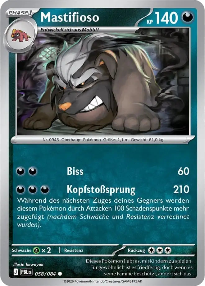 Mastifioso 058/084 – Pokémon Dunkelnacht Karte