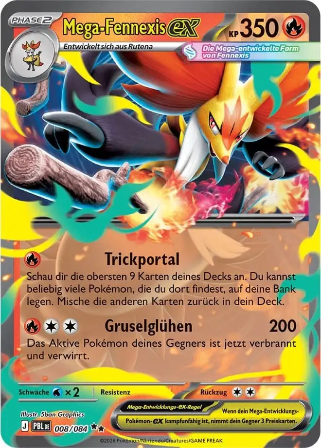 Mega Fennexis ex 008/084 – Pokémon Dunkelnacht Karte