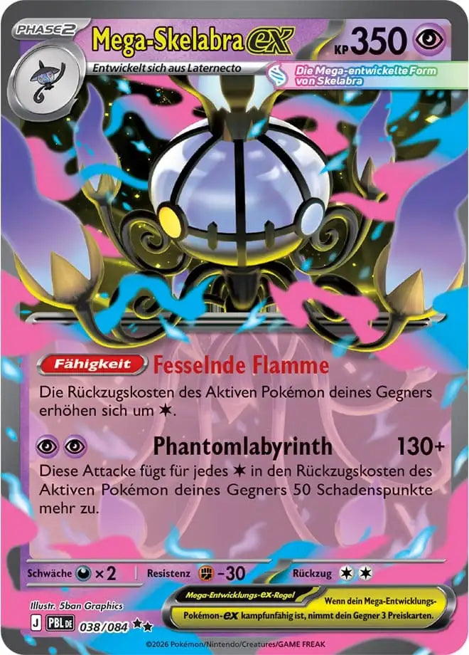 Mega Skelabra ex 038/084 – Pokémon Dunkelnacht Karte