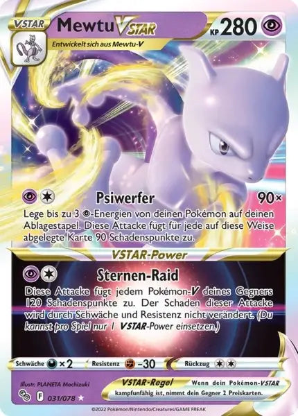 Mewtu VSTAR 031/078 – Pokémon Pokémon GO Karte