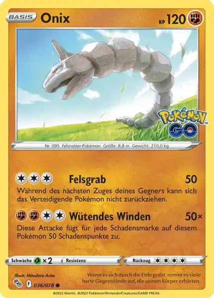 Onix 036/078 – Pokémon Pokémon GO Karte