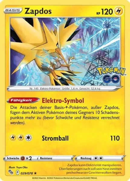 Zapdos 029/078 – Pokémon Pokémon GO Karte
